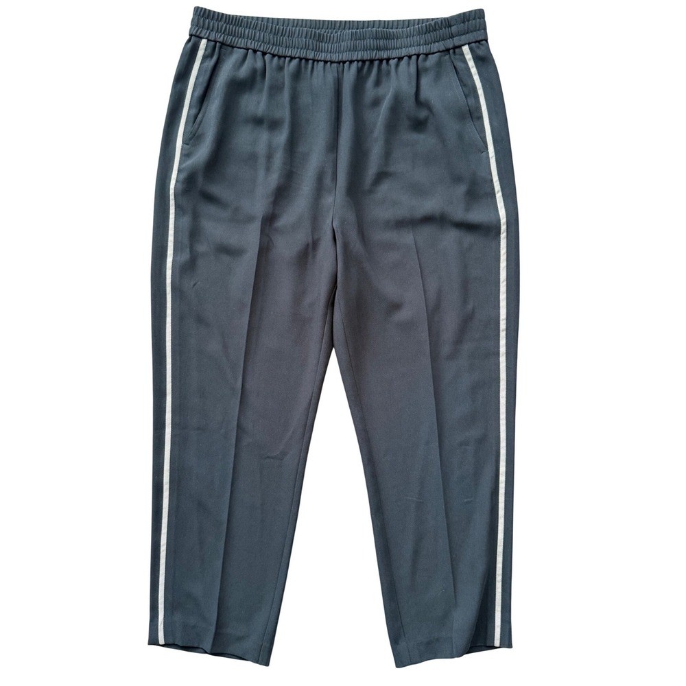Reiss Black Side Stripe Elastic Waist Tapered Trousers‎ Pants USA 12 UK 16 EU 44